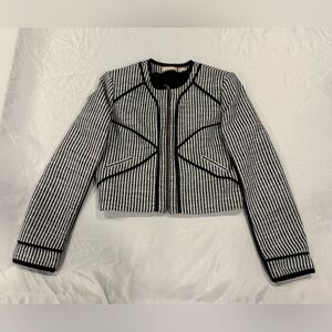 sass & bide "The Leap" Black & White Striped Cropped Jacket - US 8 - Designer